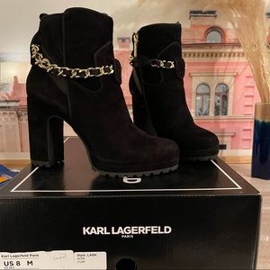 NWT Karl Lagerfeld Lark Chain Platform Booties